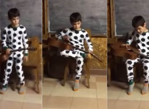 Puro talento: un nene ciego la rompe con la guitarra