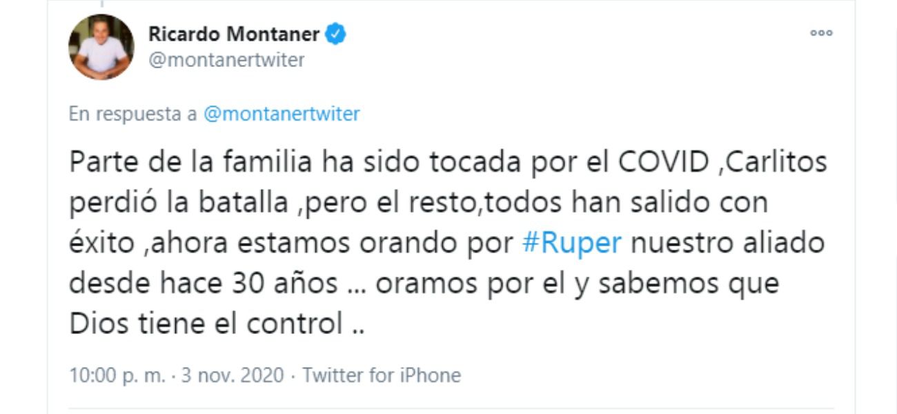 En otro tuit, el cantante habló del difícil momento que atraviesa un amigo de la familia.