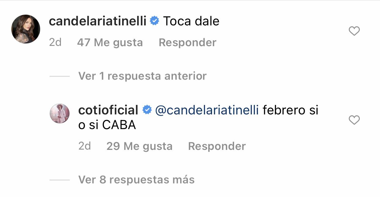 La reacción de Cande Tinelli y la respuesta de Coti.