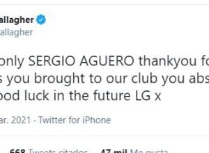 Liam Gallagher agradeció a Sergio Kun Agüero por los buenos momentos en el Manchester City