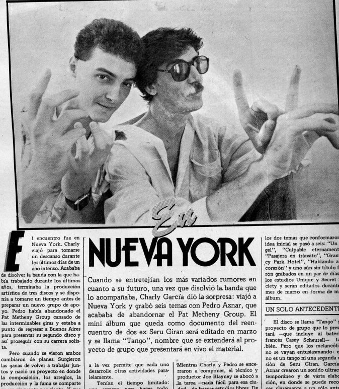 Entrevista a Pedro y a Charly en la época de Tango (Foto: revista Pelo).