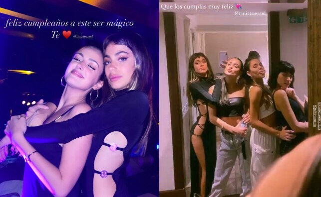 Tini y sus amigas, con las que se volvió a juntar para cenar anoche y soplar las velitas. (Foto: Instagram)