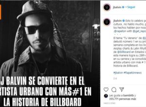 J Balvin se convierte en el artista latino con más números uno y lo celebra con sus fans