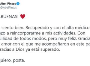 Abel Pintos recibió el alta de coronavirus y les dedicó un mensaje a sus fans