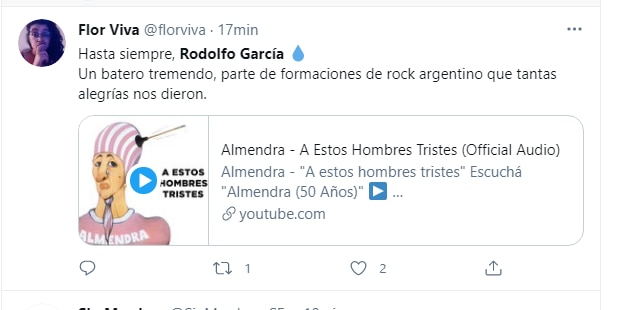 La despedida al músico en las redes. (Foto: Captura Twitter /@florviva)