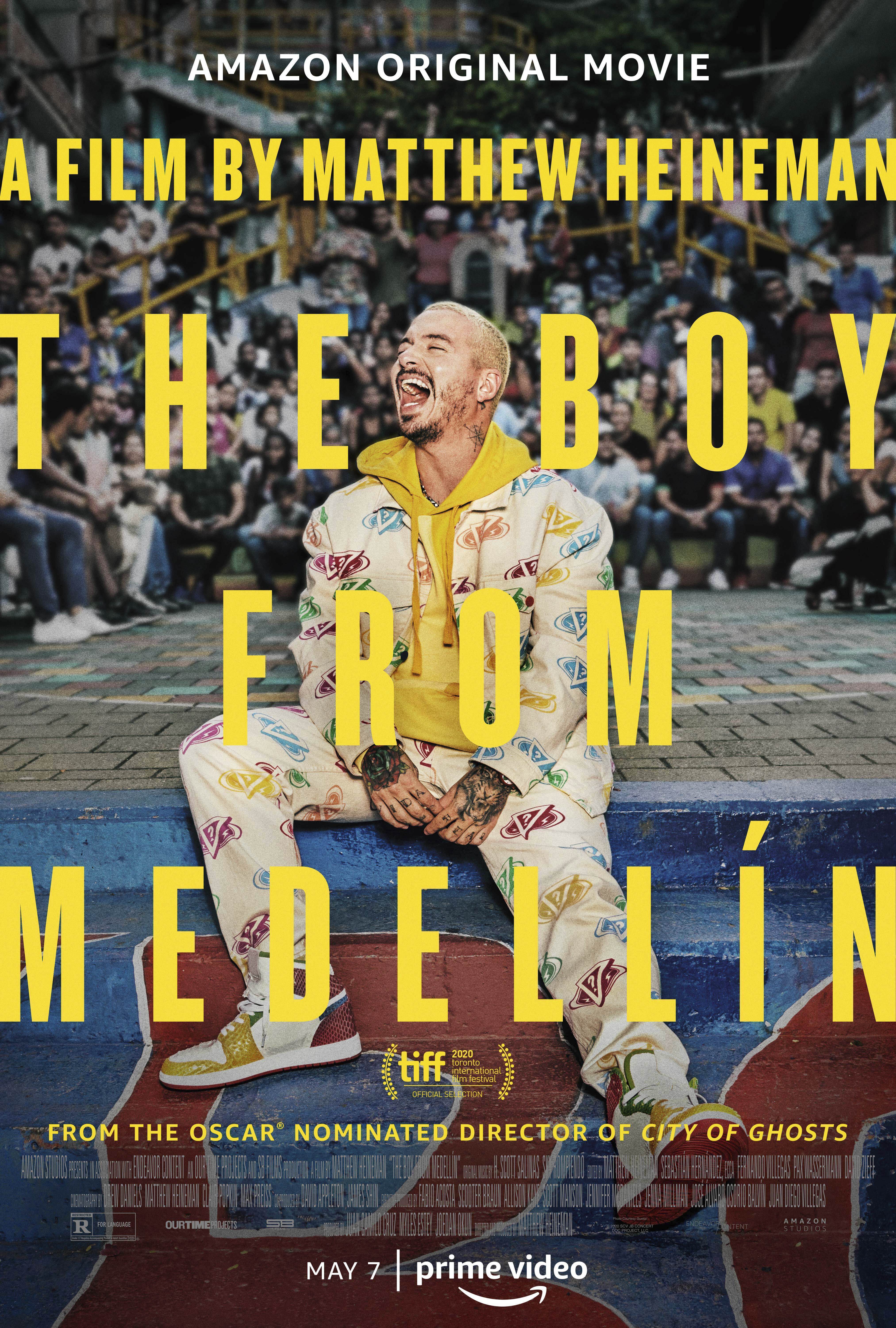 En esta imagen difundida por Amazon, el arte promocional para el documental sobre J Balvin "The Boy From Medellin", que se estrena el 7 de mayo de 2021 en Amazon Prime Video. (Amazon vía AP)