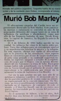 La muerte de Marley (recorte de diario Clarín)