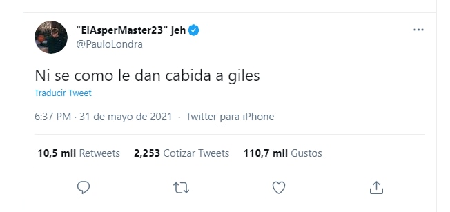 El mensaje de Londra tras la repercusión que tomó el tema. (Foto: Captura Twitter/@PauloLondra)