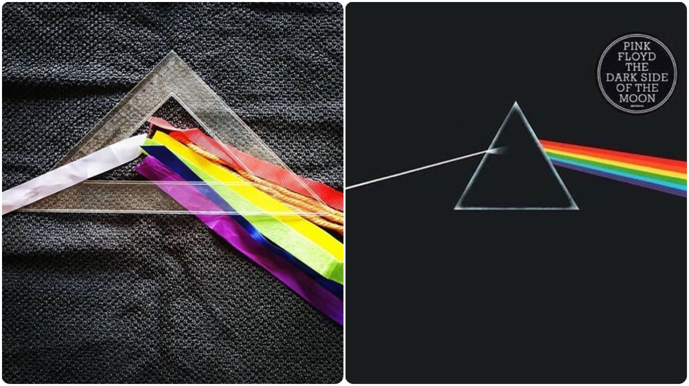 The Dark Side of the Moon, el histórico logo de Pink Floyd, recreado. (Foto: Instagram @albumcovers_inlockdown)