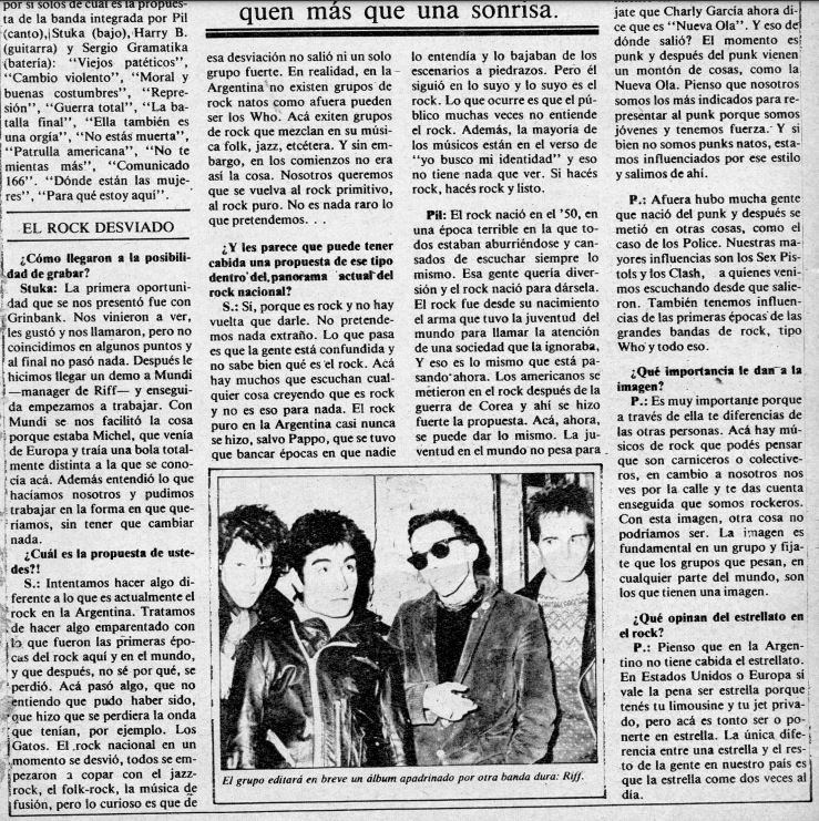 Una de las primeras entrevistas de Los Violadores (Revista Pelo)