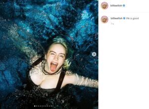 Billie Eilish festejó el lanzamiento de su disco con un piletazo