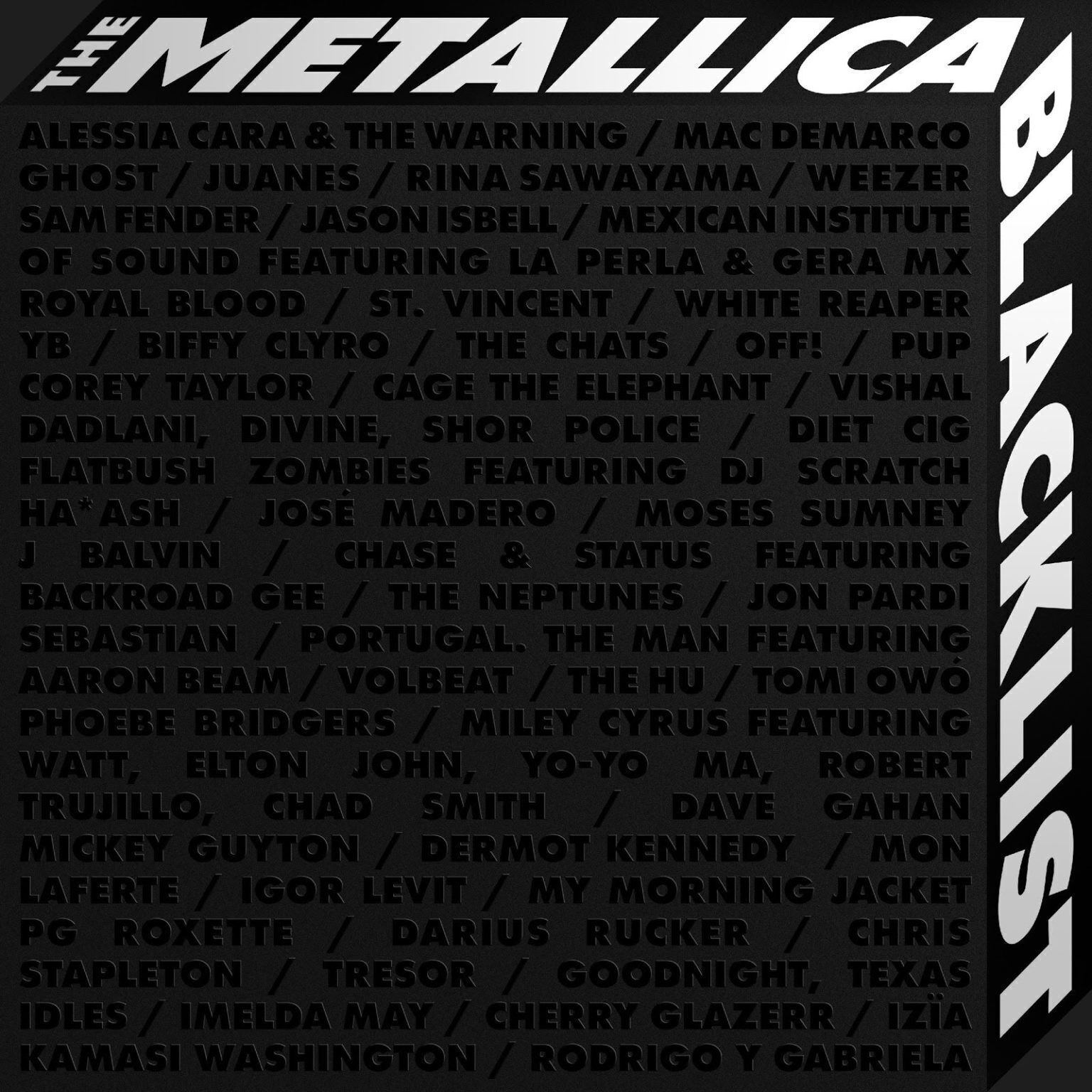 En esta portada proporcionada por Rhino/Blackened Recordings "The Metallica Blacklist" interpretado por varios artisas. (Rhino/Blackened Recordings via AP)