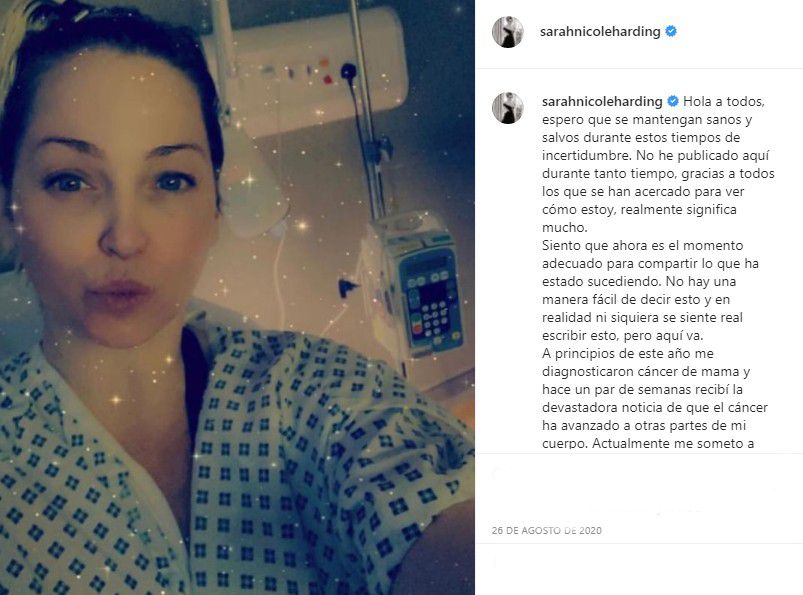 La cantante había contado en redes sociales en 2020 que le habían diagnosticado cáncer de mama. (Foto: Captura Instagram/@
sarahnicoleharding)