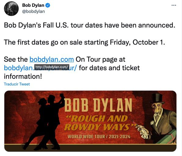 Bob Dylan vuelve a los escenarios. 