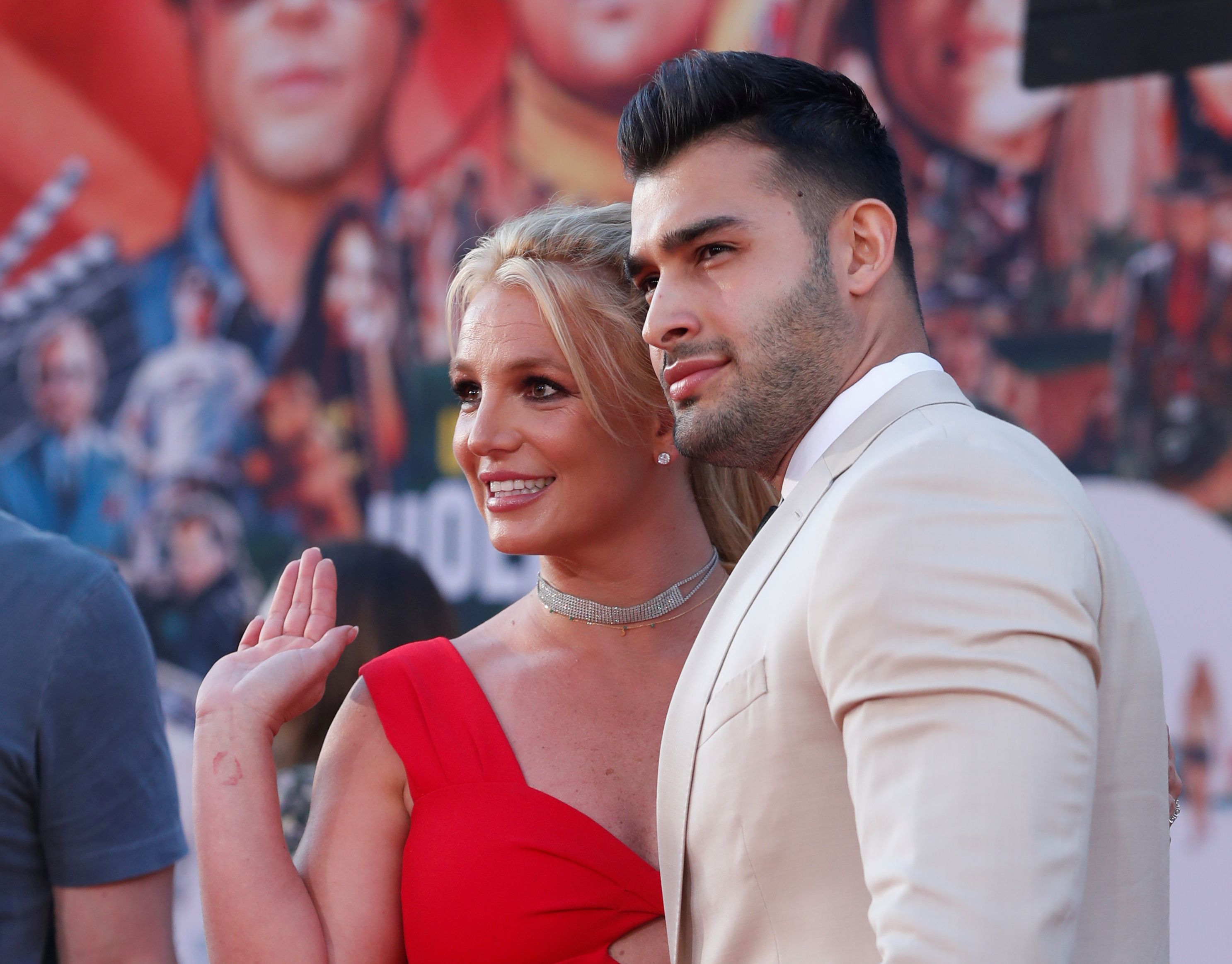 FILE PHOTO: Britney Spears and Sam Asghari pose at the premiere of "Once Upon a Time In Hollywood" in Los Angeles, California, U.S., July 22, 2019. REUTERS/Mario Anzuoni/File Photo