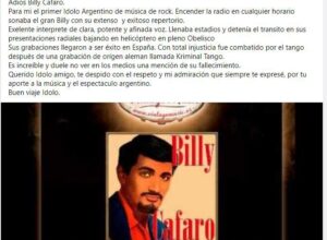 Murió Billy Cafaro, uno de los primeros rockstar de la Argentina