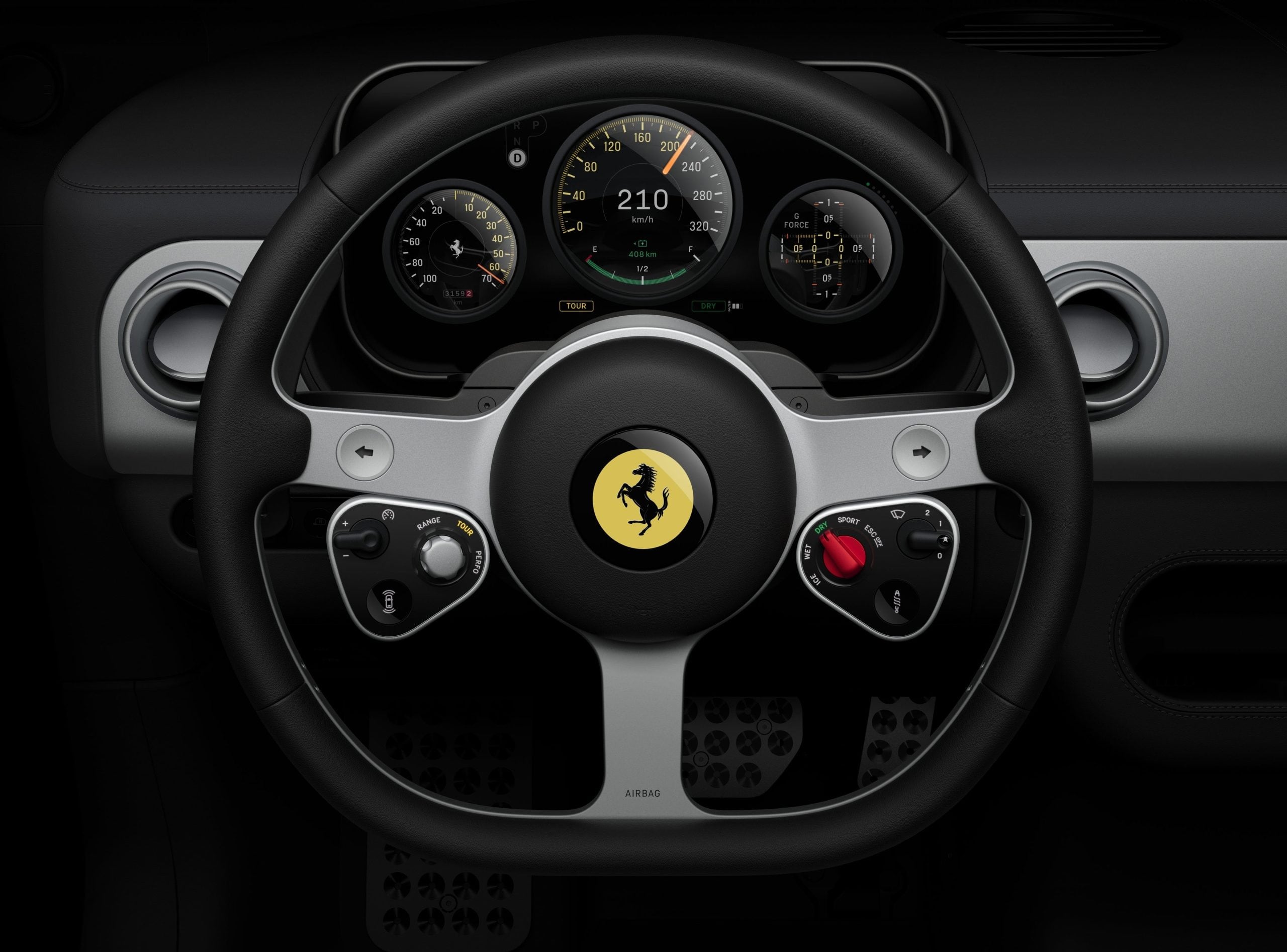 Volante del Luce 100% eléctrico. Foto: Ferrari.