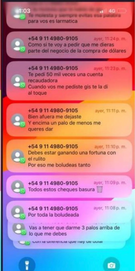 Uno de los chats incorporados al expediente.