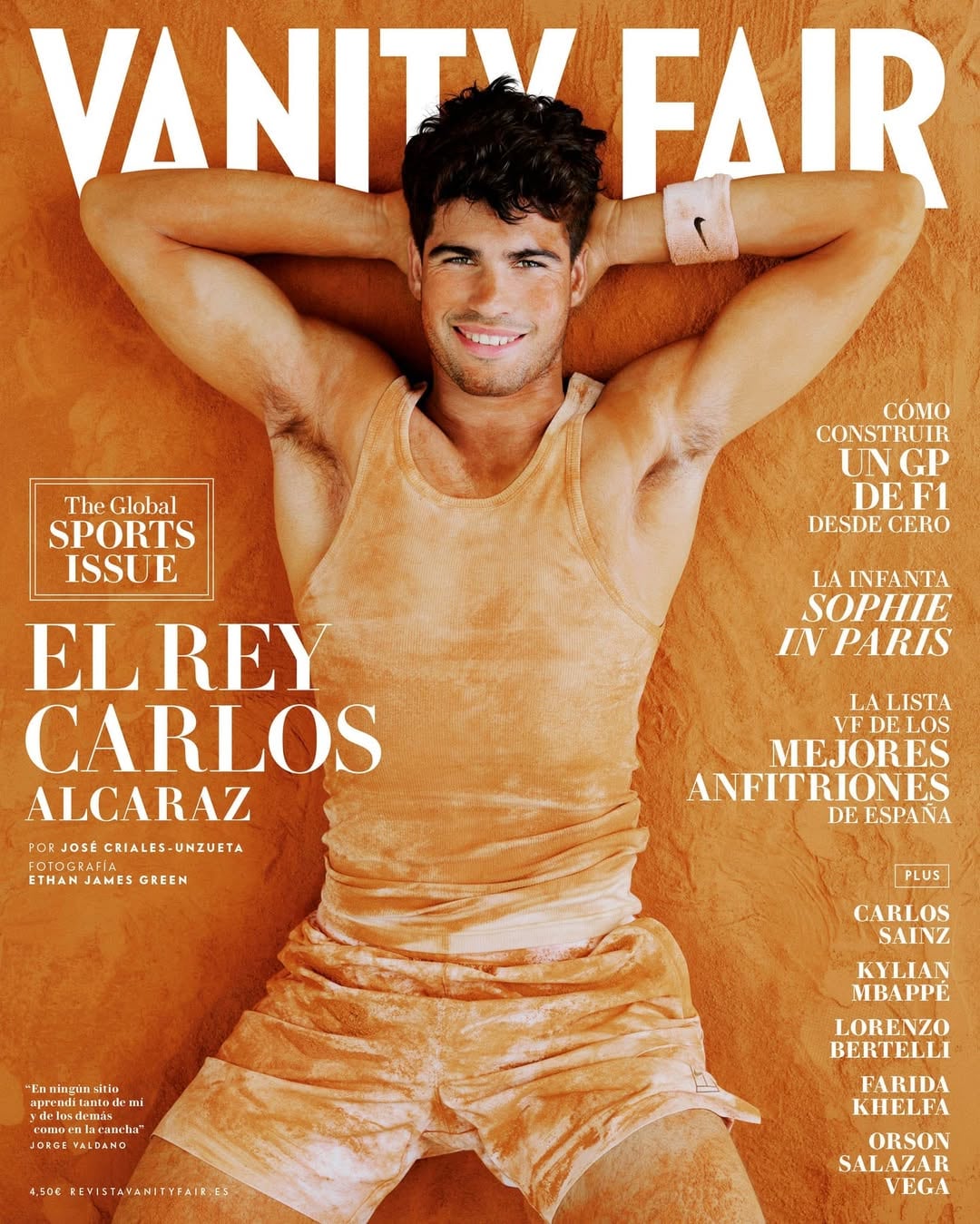 Carlos Alcaraz en la tapa de Vanity Fair España. (Foto: @ethanjamesgreen)