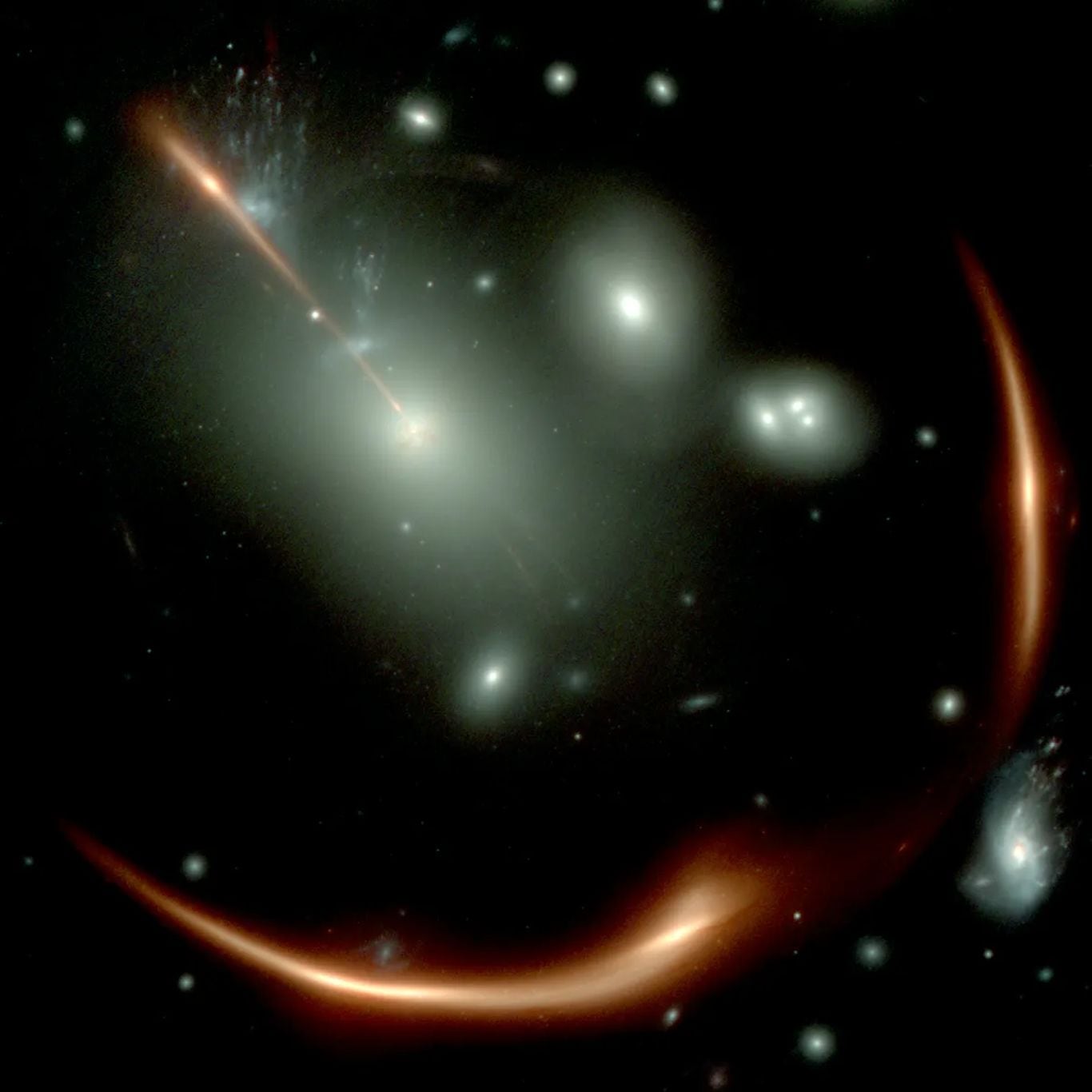 La galaxia MRG-M013, que el JWST utilizó para medir la masa de un agujero negro supermasivo distante. (Foto: NASA)