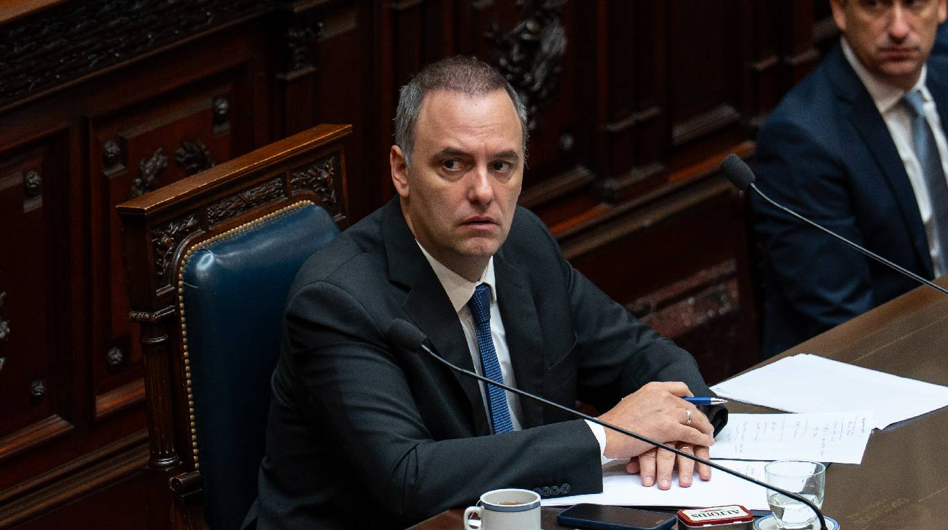 El jefe de Gabinete, Manuel Adorni, durante su informe de gestión en el Congreso. (Foto: Agustina Ribó - TN)