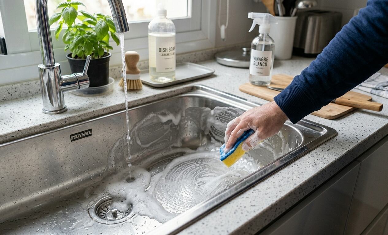 El mejor método para limpiar la pileta de la cocina. (Imagen ilustrativa IA Gemini)