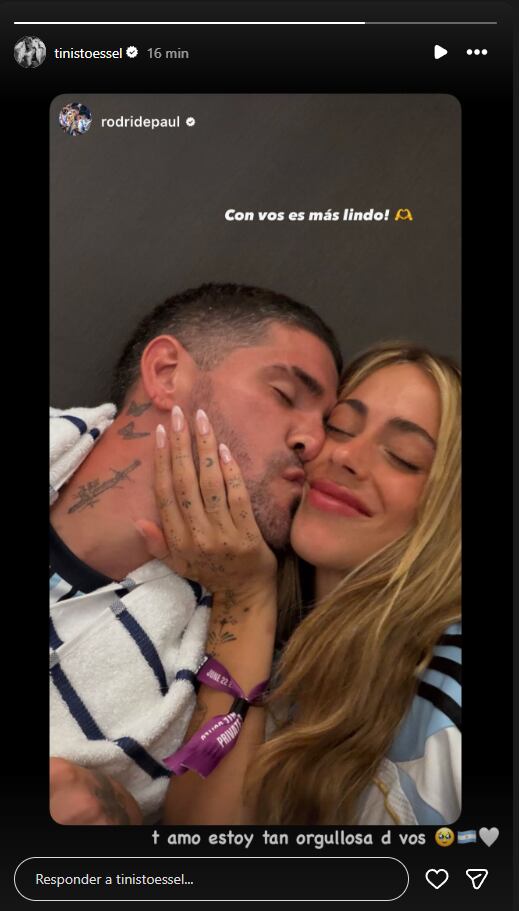 Tini Stoessel se mostró orgullosa de Rodrigo de Paul tras el triunfo de la Selección: “Te amo” (Foto: Captura Instagram /tinistoessel)