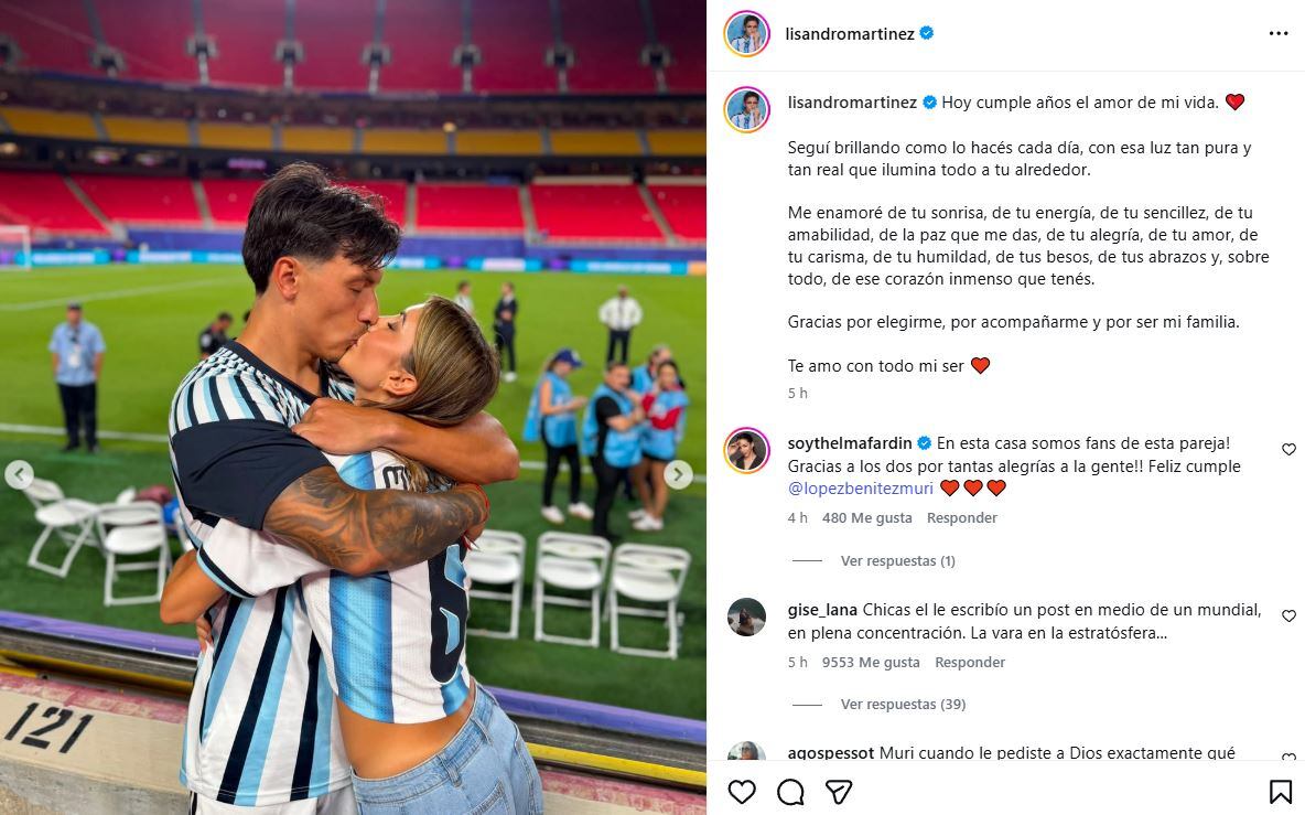 El mensaje de Licha Martínez para su mujer (Foto: Instagram / lisandromartinez)