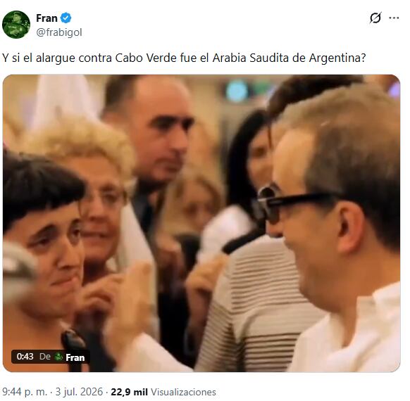 Los mejores memes de la victoria de Argentina contra Cabo Verde. (Foto: X - FRABIGOL)