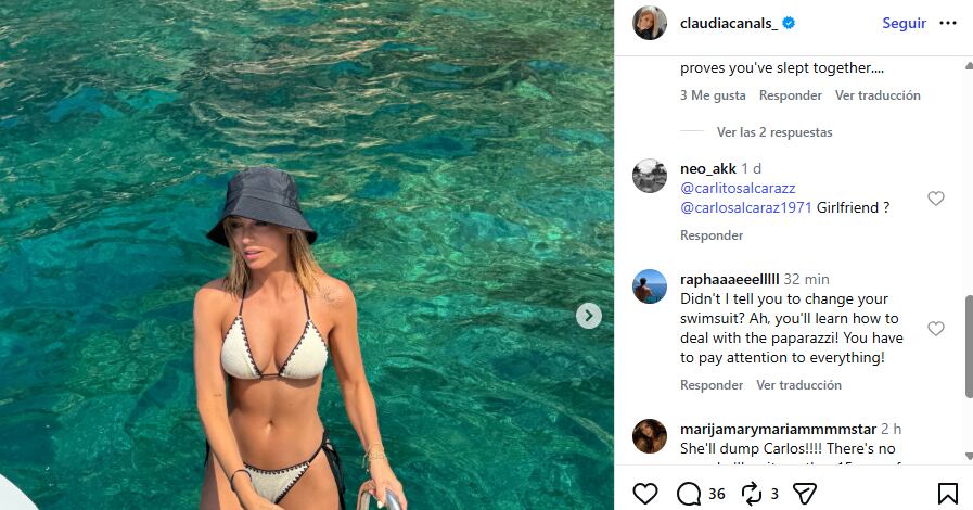 La foto que probaría que Claudia Canals estuvo en el yate con Carlos Alcaraz (Foto: captura Instagram/claudiacanals_)
