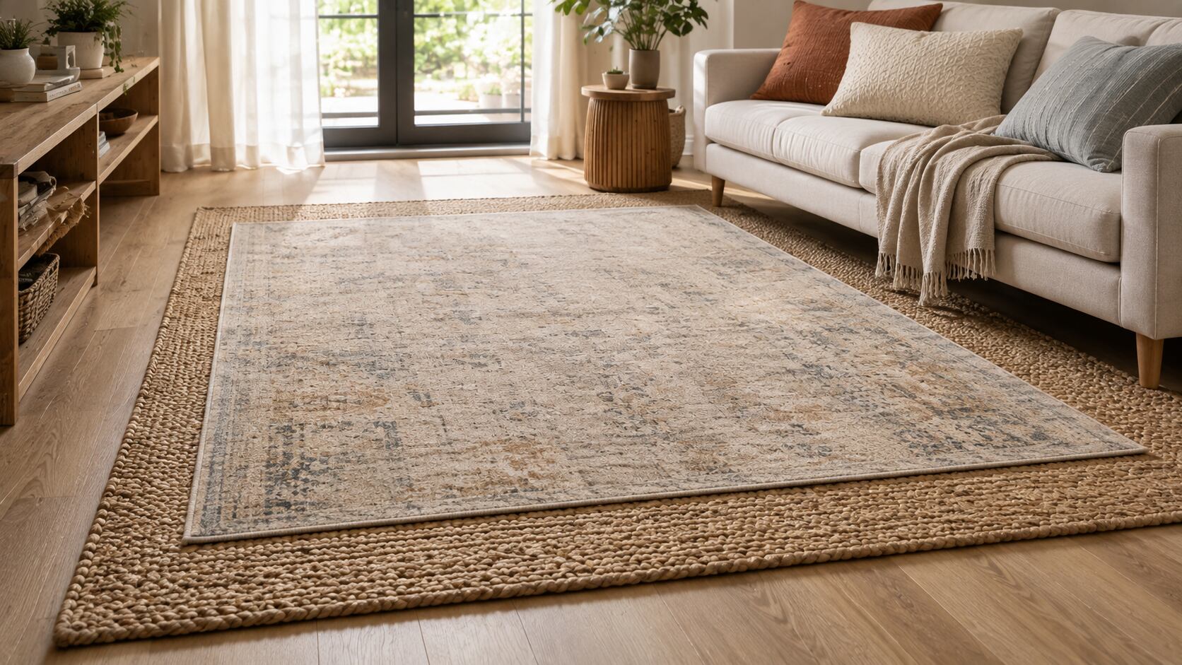 Las alfombras superpuestas aparecen como una alternativa para decorar y aportar textura al ambiente. (Imagen ilustrativa generada con IA)