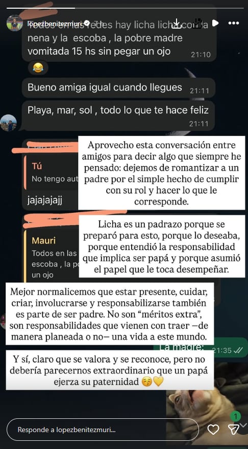 El descargo de la esposa de Lisandro Martínez. (Foto: Captura).