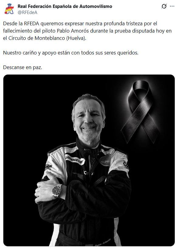 El mensaje de Real Federacion Española de Automovilismo en sus redes. (Foto: X)