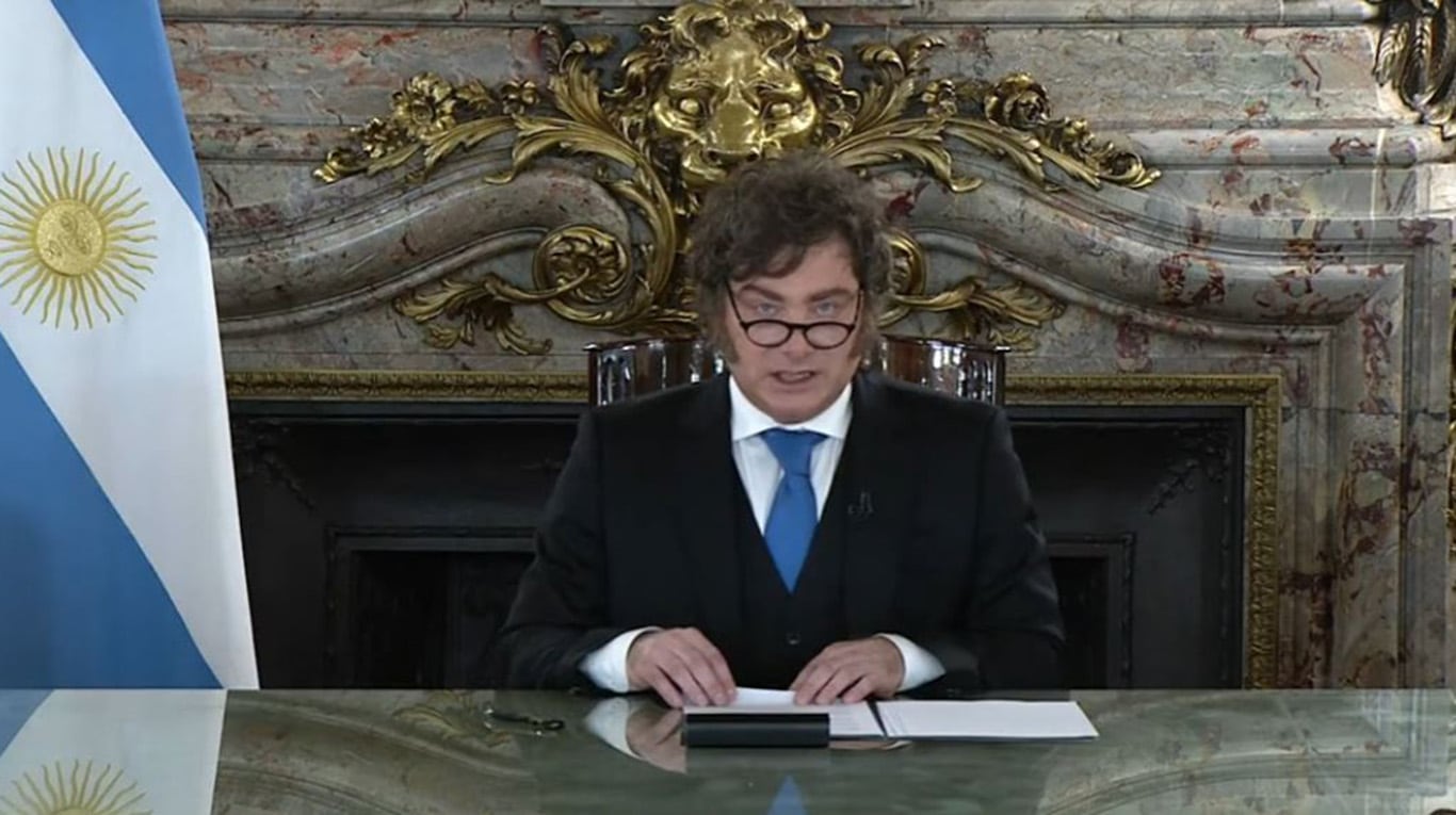 Javier Milei anunció medidas sobre las Malvinas en una cadena nacional (Foto: Presidencia)