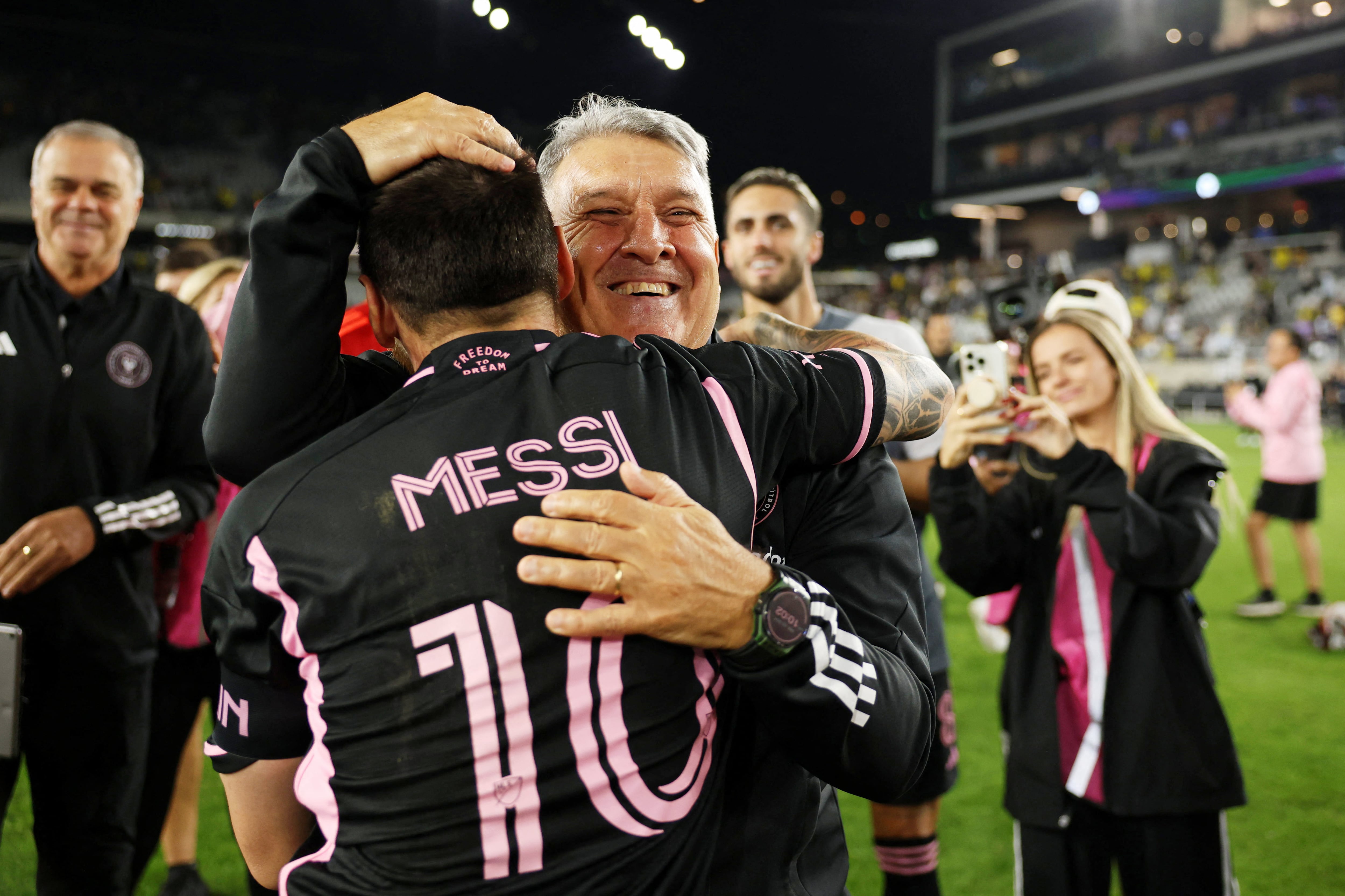 Messi y Martino ganaron dos títulos juntos en Inter Miami. (Foto: Reuters).