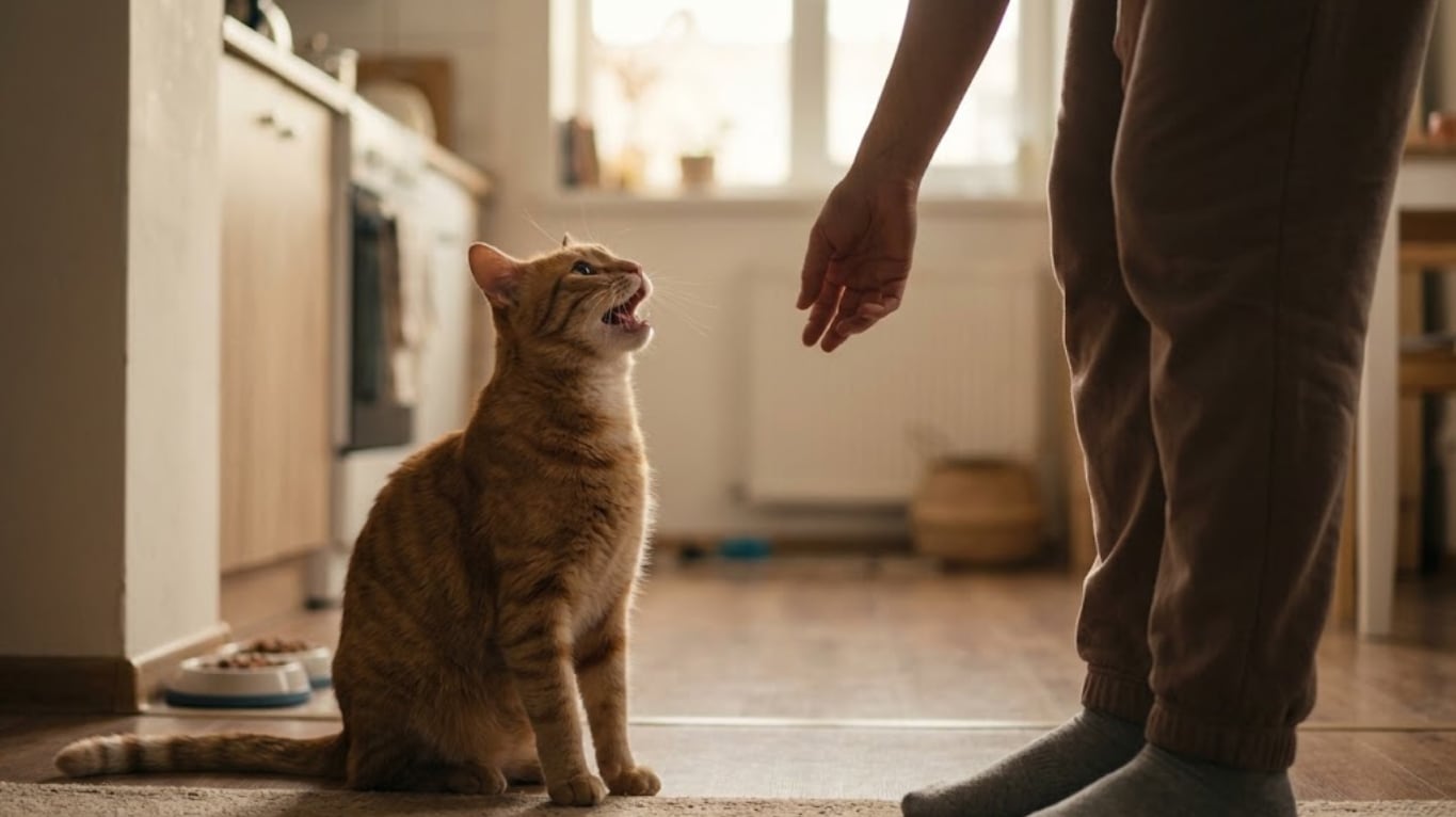 Leslie Sinn, veterinaria: “Si tu gato maúlla es porque está tratando de comunicarse con vos, entre ellos no se maúllan”. (Foto: Imagen generada con IA-Gemini)