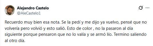El periodista Alejandro Castelo habló de la entrevista que le había hecho a Darío Giordano. (Foto: X/AleCastelo1)