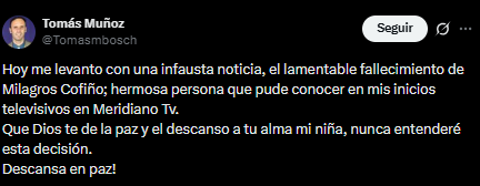 Periodistas que trabajaron con la comunicadora la despidieron en redes sociales. (Foto: Captura).