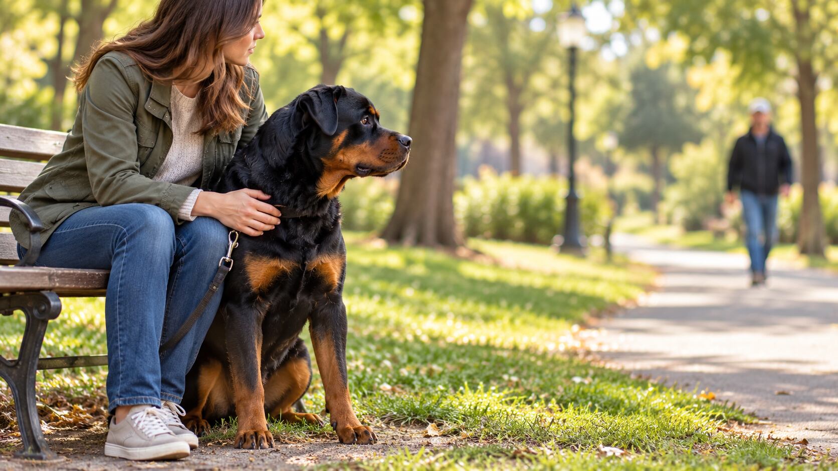 Los Rottweiler son tan cercanos a sus dueños que cualquier acercamiento desconocido pueden verlo como una amenaza. (Imagen ilustrativa generada con IA)