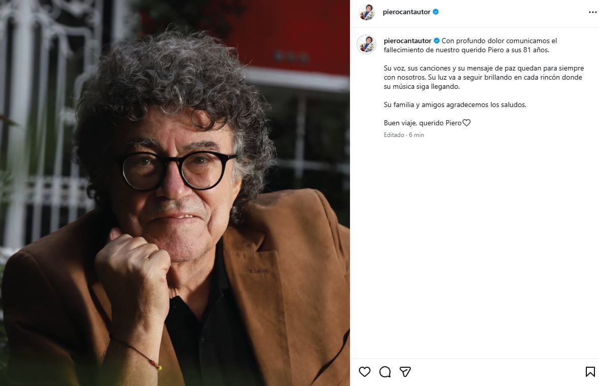 La despedida de la familia de Piero (Foto: Instagram / pierocantautor)